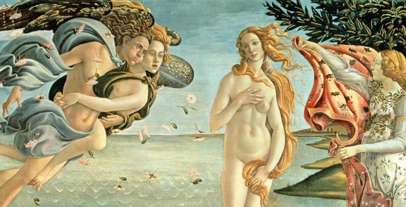XIR412 The Birth of Venus, c.1485 (tempera on canvas) by Botticelli, Sandro (1444/5-1510); 172.5x278.5 cm; Galleria degli Uffizi, Florence, Italy; Giraudon; Italian, out of copyright